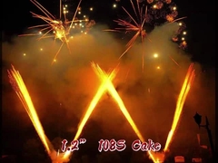 Fabriek Groothandel 1.2 Inch 108 Shots W Shape Paper Cake Fireworks 1.3g Un0335 Professional Gold Cake